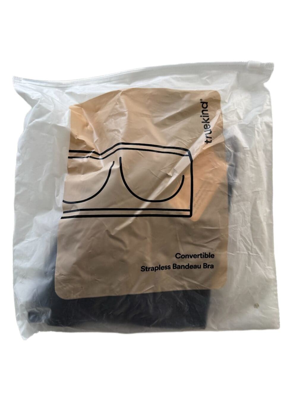 Truekind Convertible Strapless Bandeau Bra Women's 2XL Black Wireless New Sealed